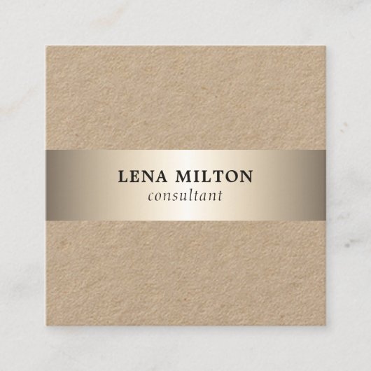 Einfache elegante Kraft Imitate Gold Stripe Consul Quadratische Visitenkarte (Vorderseite)