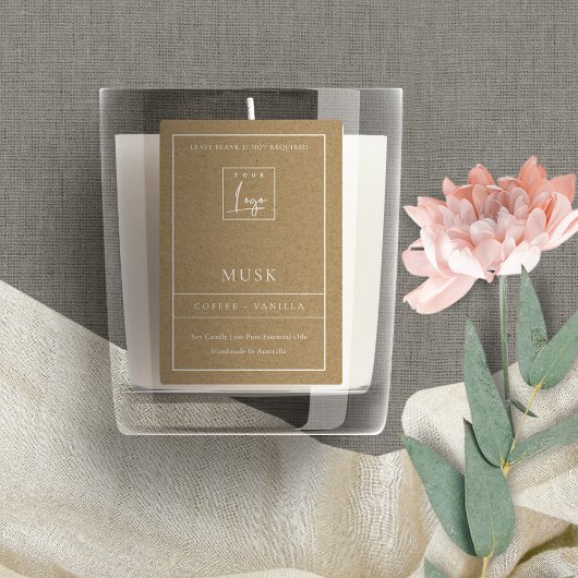 EINFACHE ELEGANTE KRAFT LOGO BORDER MODERNE CANDLE LEBENSMITTELETIKETT