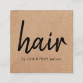 Einfache elegante Kraft-Schwarze Haare-Stylist Quadratische Visitenkarte (Vorderseite)