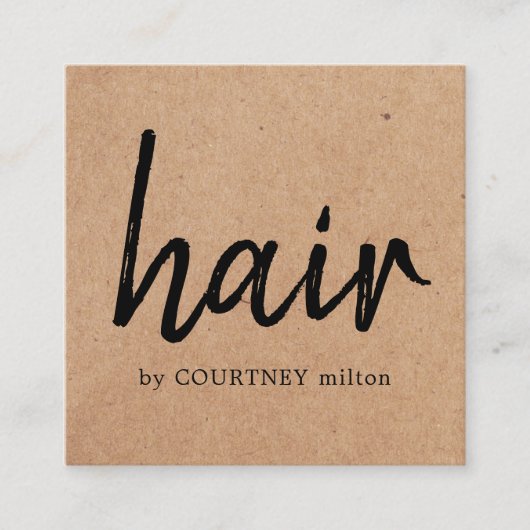 Einfache elegante Kraft-Schwarze Haare-Stylist Quadratische Visitenkarte (Vorderseite)