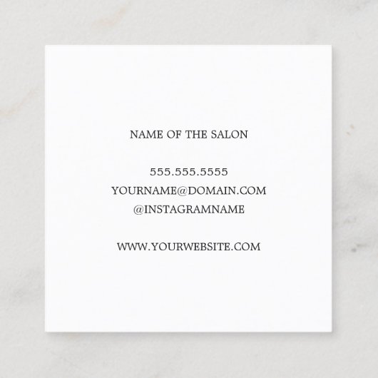 Einfache elegante Kraft-Schwarze Haare-Stylist Quadratische Visitenkarte (Rückseite)