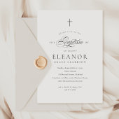 Einfache elegante Kreuzkalligrafie-Taufe Einladung