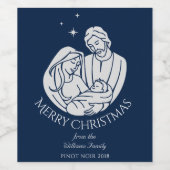 Einfache Elegante Krippe Frohe Weihnachten Weinetikett (Einzelnes Label)