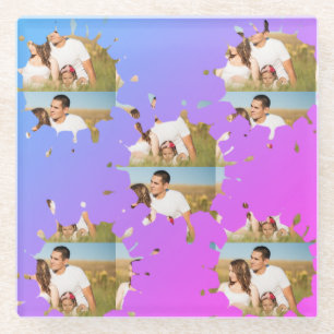 Einfache, elegante, kundenspezifische Foto-Collage Glasuntersetzer