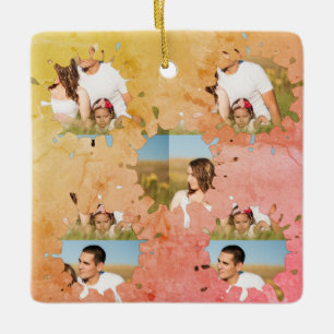 Einfache, elegante, kundenspezifische Foto-Collage Keramikornament