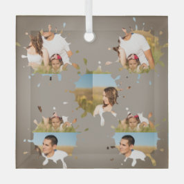 Einfache, elegante, kundenspezifische Foto-Collage Ornament Aus Glas
