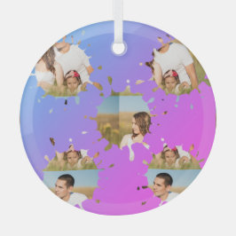 Einfache, elegante, kundenspezifische Foto-Collage Ornament Aus Glas