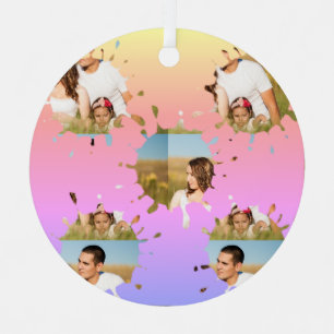 Einfache, elegante, kundenspezifische Foto-Collage Ornament Aus Metall