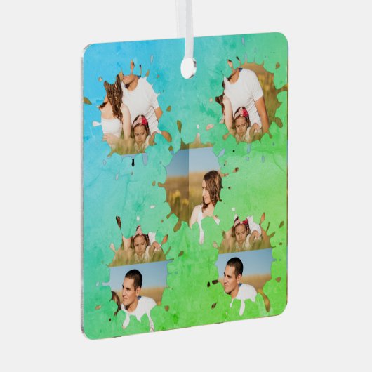 Einfache, elegante, kundenspezifische Foto-Collage Ornament Aus Metall (Vorderseite Rechts)
