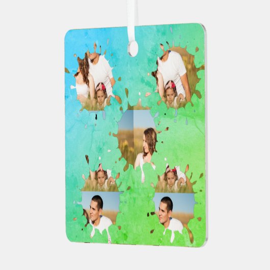 Einfache, elegante, kundenspezifische Foto-Collage Ornament Aus Metall (Vorderseite links)