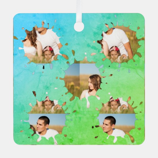 Einfache, elegante, kundenspezifische Foto-Collage Ornament Aus Metall (Vorderseite)