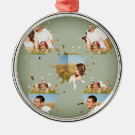 Einfache, elegante, kundenspezifische Foto-Collage Ornament Aus Metall