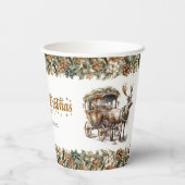 Einfache elegante Kutsche Rentier erdneutral Pappbecher (Rückseite)