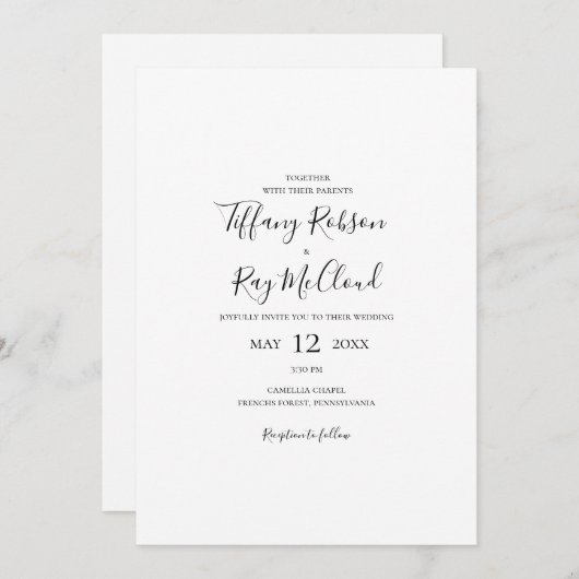 Einfache, elegante Lässige Einladung zur Hochzeit (Vorne/Hinten)