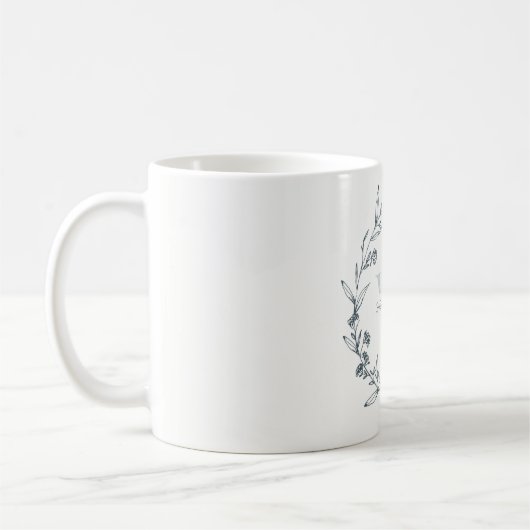 Einfache Elegante Laurel Wreath Monogram Kaffeetasse (Links)