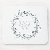 Einfache Elegante Laurel Wreath Monogram Mousepad (Vorne)