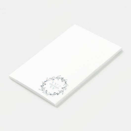 Einfache Elegante Laurel Wreath Monogram Post-it Klebezettel (angewinkelt)