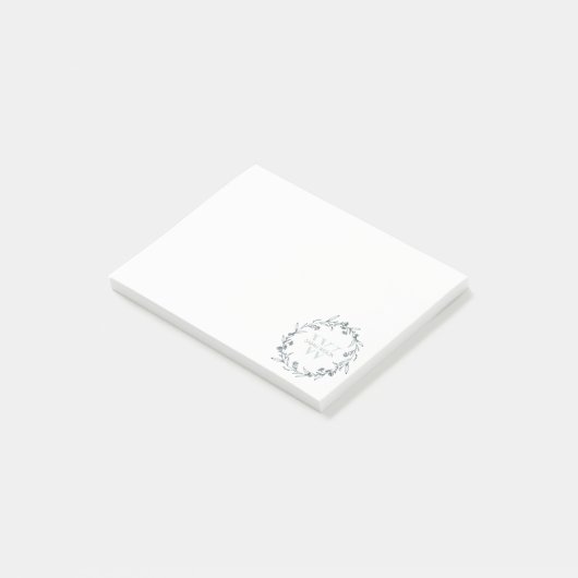 Einfache Elegante Laurel Wreath Monogram Post-it Klebezettel (angewinkelt)