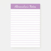 Einfache Elegante Lavendel Lined Personalisiert Post-it Klebezettel (Vorderseite)