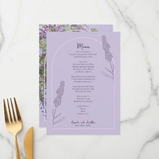 Einfache Elegante Lavender Blooms Hochzeit Menükarte