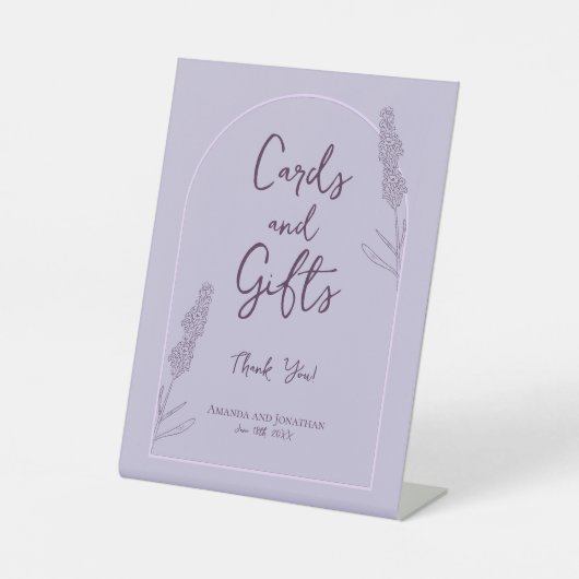 Einfache elegante Lavender Blooms Hochzeitskarten  Sockelschild (Vorderseite)