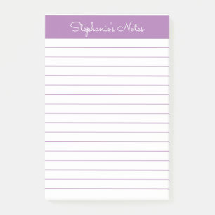 Einfache Elegante Lavender Chic Lined Personalisie Post-it Klebezettel