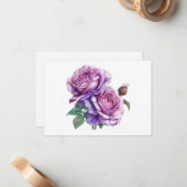 Einfache Elegante Lavender Rose Bouquet Wohnung Mitteilungskarte (Vorderseite/Rückseite Beispiel)