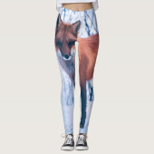 Einfache elegante Leggings roter Fox-Grafik-| (Vorderseite)