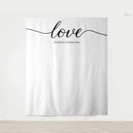 Einfache, elegante Liebe Skript Hochzeit Hintergru Wandteppich (Vorderseite)