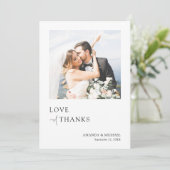 Einfache Elegante Liebe und Dank Foto Hochzeit Dankeskarte (Stehend Vorderseite)