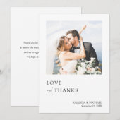 Einfache Elegante Liebe und Dank Foto Hochzeit Dankeskarte (Vorne/Hinten)