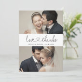 Einfache Elegante Liebe und dank Herzensskript-Fot Dankeskarte (Stehend Vorderseite)