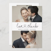 Einfache Elegante Liebe und dank Herzensskript-Fot Dankeskarte (Vorne/Hinten)