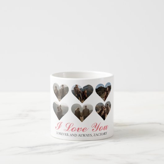 Einfache Elegante Liebe Valentine-Tagungspaar 6 Fo Espressotasse (Vorderseite)
