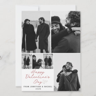 Einfache Elegante Liebe Valentinstag Familie 6 Fot Feiertagskarte