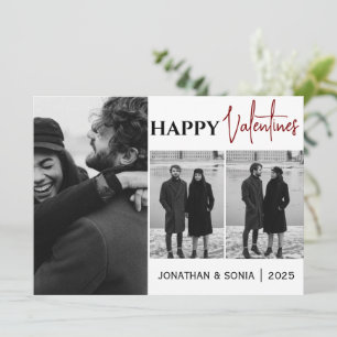 Einfache Elegante Liebe Valentinstag Paar 3 Foto Feiertagskarte