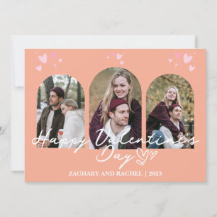 Einfache Elegante Liebe Valentinstag Paar 3 Foto Feiertagskarte