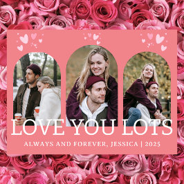 Einfache Elegante Liebe Valentinstag Paar 3 Foto Feiertagskarte