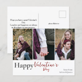 Einfache Elegante Liebe Valentinstag Paar 3 Foto Feiertagspostkarte