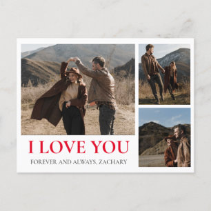 Einfache Elegante Liebe Valentinstag Paar 3 Foto Feiertagspostkarte