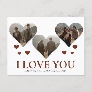 Einfache Elegante Liebe Valentinstag Paar 3 Foto Feiertagspostkarte