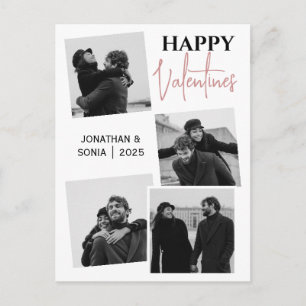 Einfache Elegante Liebe Valentinstag Paar 4 Foto Feiertagspostkarte