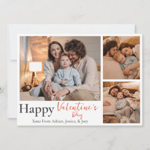 Einfache elegante Liebes Valentinstag Paar 3 Foto Feiertagskarte