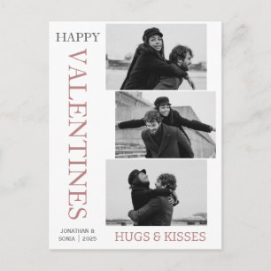 Einfache elegante Liebes Valentinstag Paar 3 Foto Feiertagspostkarte