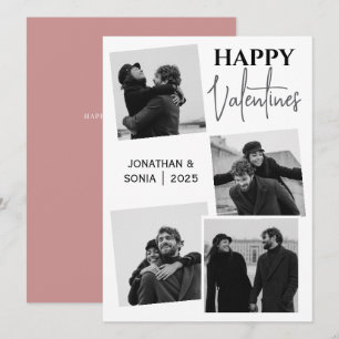 Einfache elegante Liebes Valentinstag Paar 4 Foto Feiertagskarte