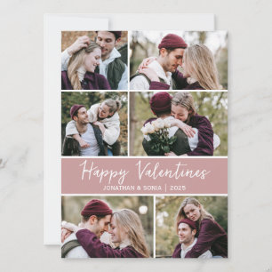 Einfache elegante Liebes Valentinstag Paar 6 Foto Feiertagskarte