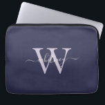 Einfache Elegante Lila Monogrammnamen und erste Laptopschutzhülle<br><div class="desc">Ein elegantes Pflaumendesign lila mit einem einfachen,  kursiven Monogramm-Namen und Initial.</div>
