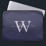 Einfache Elegante Lila Monogrammnamen und erste Laptopschutzhülle<br><div class="desc">Ein elegantes Pflaumendesign lila mit einem einfachen,  kursiven Monogramm-Namen und Initial.</div>
