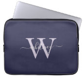 Einfache Elegante Lila Monogrammnamen und erste Laptopschutzhülle (Vorderseite)