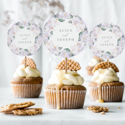 Einfache Elegante Lilac Wasserfarben Hochzeit der Runder Aufkleber